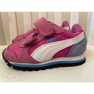 Retro Puma Girls Pink Athletic Shoes Sneakers hook Loop Toddler /Walker Size 5